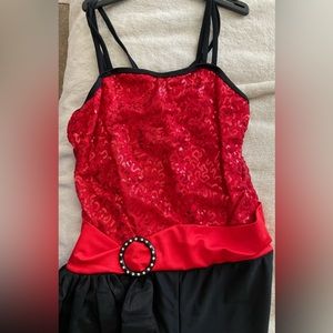 red/black one piece solo costume